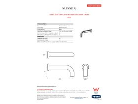 Specification Sheet - Sussex Scala 32mm Curved Wall Bath Outlet 200mm Chrome
