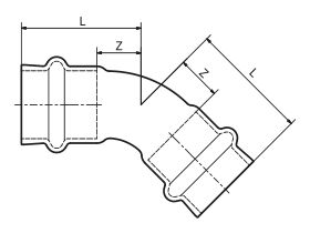 >B< MaxiPro Elbow 45 Degree