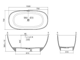 Kado Lussi Free Standing Bath Thin Edge 1500mm