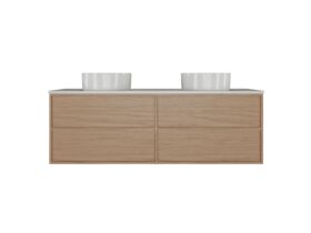 Supporting Image - Kado Aspect Wall Hung Vanity Unit 1500mm Double Bowl 4 Drawer Corian 20mm Top - Boston Oak