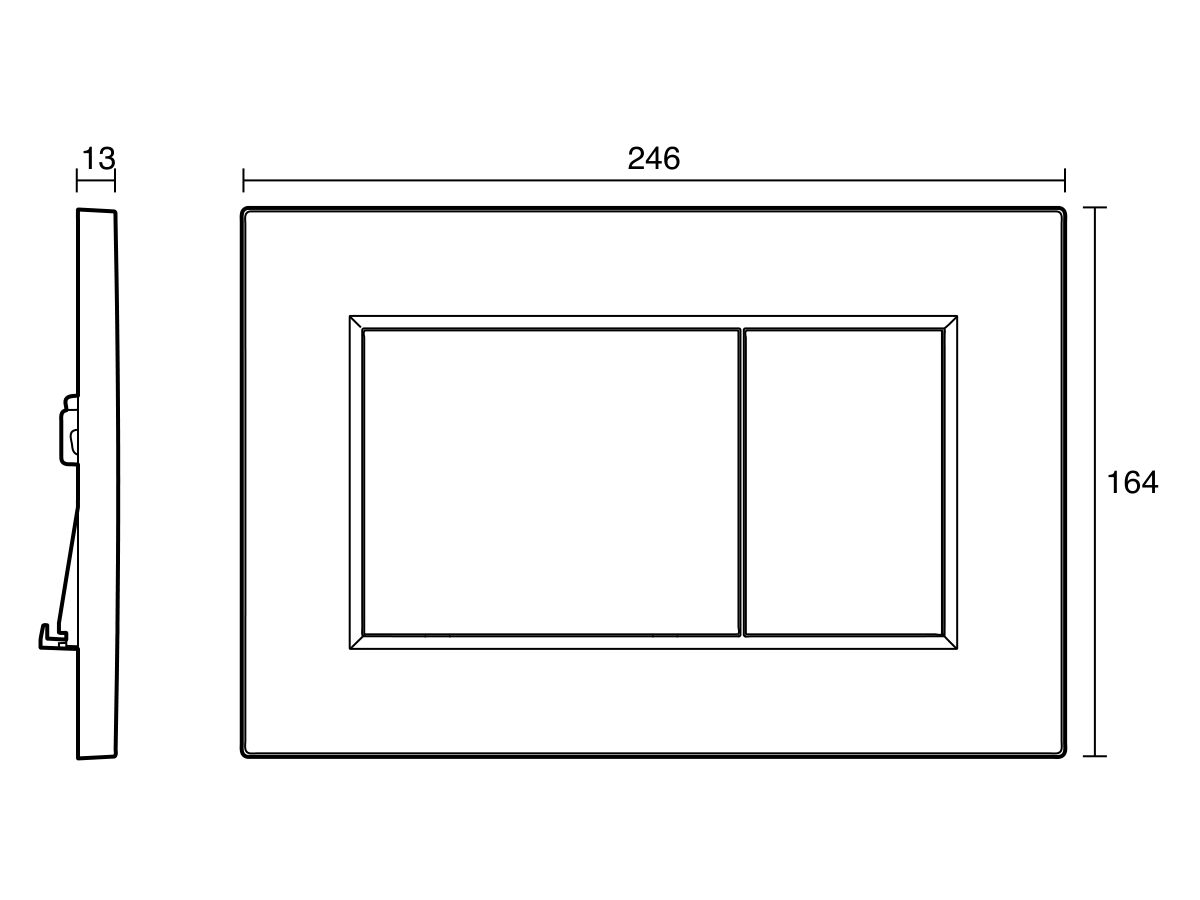 Technical Drawing - Geberit Sigma01 Square Dual Flush Button