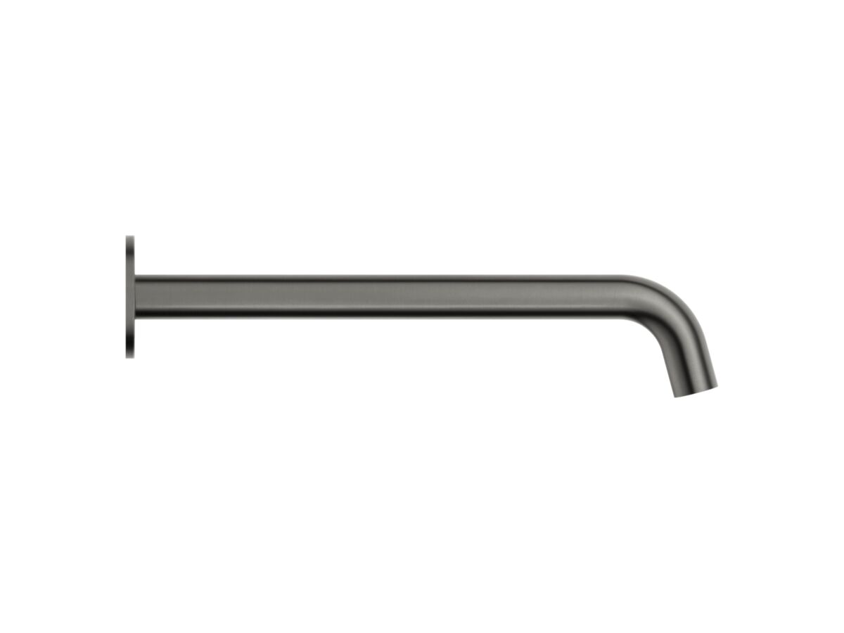 Supporting Image - Mizu Drift Wall Basin/Bath Outlet Curve Spout 300mm Brushed Gunmetal (6 Star) Lead Free - Side