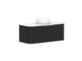 Supporting Image - Kado Era Double Curve All Drawer 1200mm Wall Hung Vanity with Centre Basin 20mm Top Matte Black