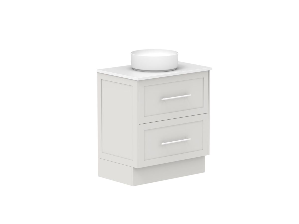 Supporting Image - Kado Lux All Drawer 750mm Floor Mounted Vanity Centre Basin 20mm - Feather Grey - Angle