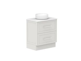 Supporting Image - Kado Lux All Drawer 750mm Floor Mounted Vanity Centre Basin 20mm - Feather Grey - Angle