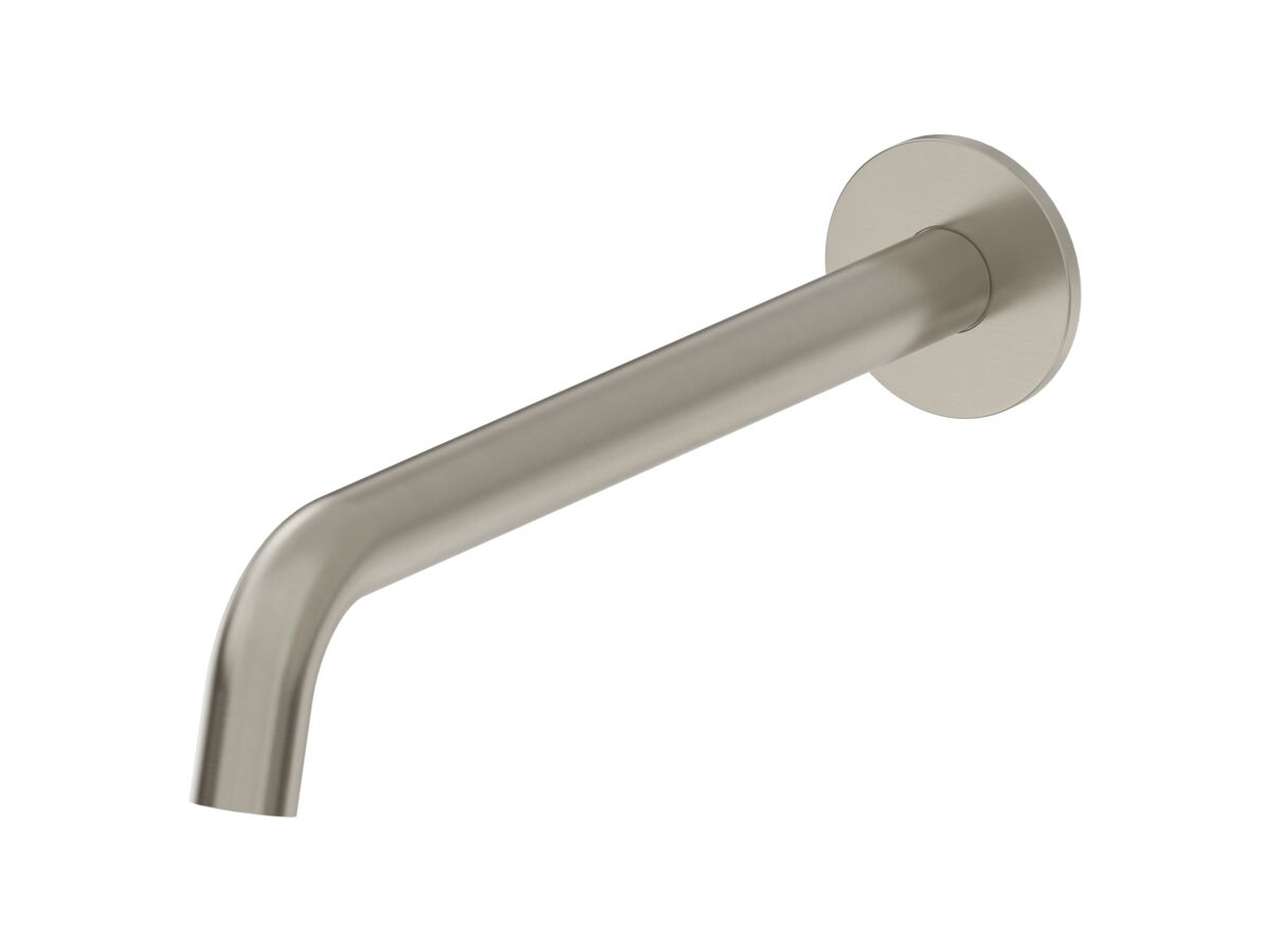Mizu Drift Wall Basin/Bath Outlet Curve Spout 300 Brushed Nickel (6 Star)