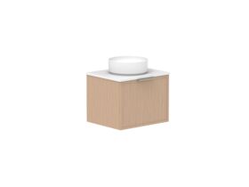 Supporting Image - Kado Lux Slim All Drawer 600mm Wall Hung Vanity with Centre Basin 20mm Top Blonde Oak