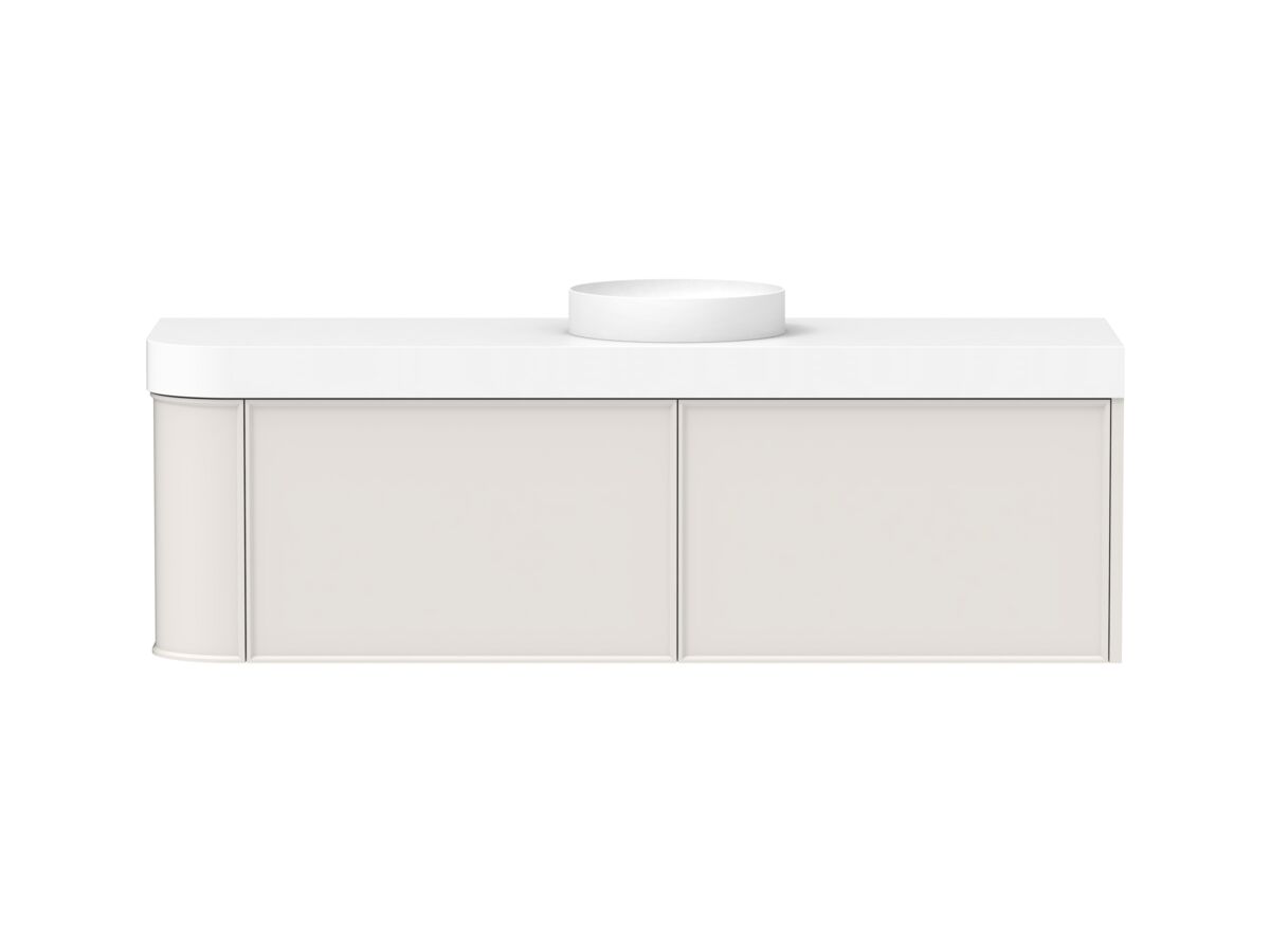 Hero - Kado Era Single Curve All Drawer 1650mm Wall Hung Vanity Centre Basin 90mm Durasein Top Feather Grey