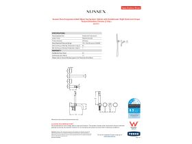Specification Sheet - Sussex Pure Progressive Bath Mixer Tap System 160mm with Handshower Right Hand and Cirque Textured Handles Chrome (3 Star)