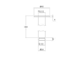 Technical Drawing - Faucet Strommen Vara Ceiling Shower Arm 300mm