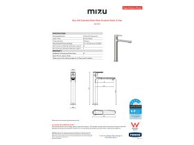 Specification Sheet - Mizu Silk Extended Basin Mixer Brushed Nickel (5 Star)