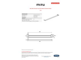 Specification Sheet - Mizu Bloc Double Towel Rail 900mm Brushed Nickel
