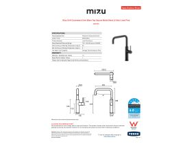 Specification Sheet - Mizu Drift Gooseneck Sink Mixer Tap Square Matte Black (5 Star)