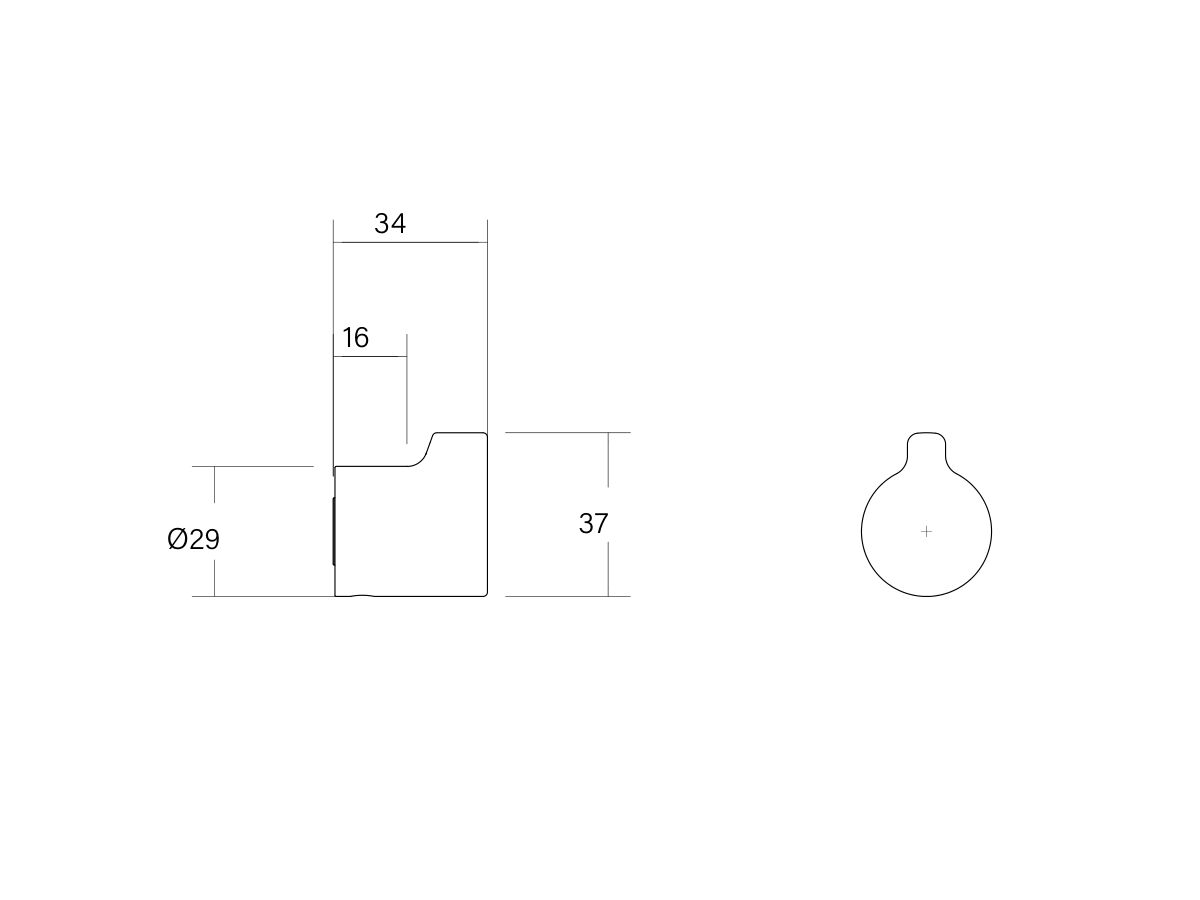Technical Drawing - Faucet Strommen Vara Fin Robe Hook