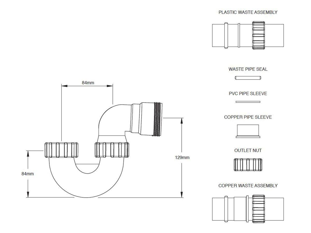 Dura Short P Trap 40mm