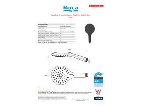 Specification Sheet - Roca Ona Shower Handpiece Only Matte Black (5 Star)
