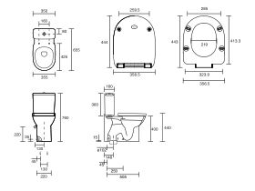 Roca Debba Rimless Close Coupled S Trap Bottom Inlet Toilet Suite (4 Star)
