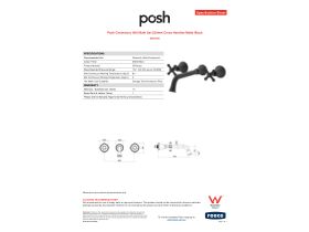 Specification Sheet - Posh Canterbury Wall Bath Set 220mm Cross Handles Matte Black