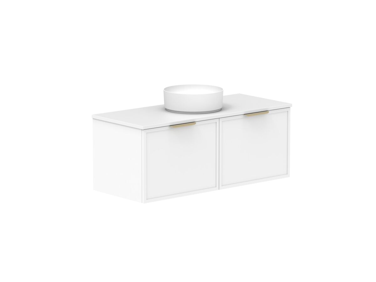 Supporting Image - Kado Lux Slim All Drawer 1200mm Wall Hung Vanity with Centre Basin 20mm Top Matte White