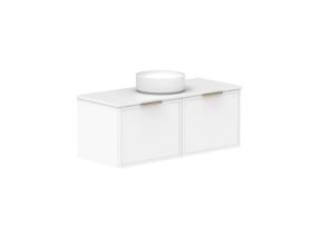 Supporting Image - Kado Lux Slim All Drawer 1200mm Wall Hung Vanity with Centre Basin 20mm Top Matte White