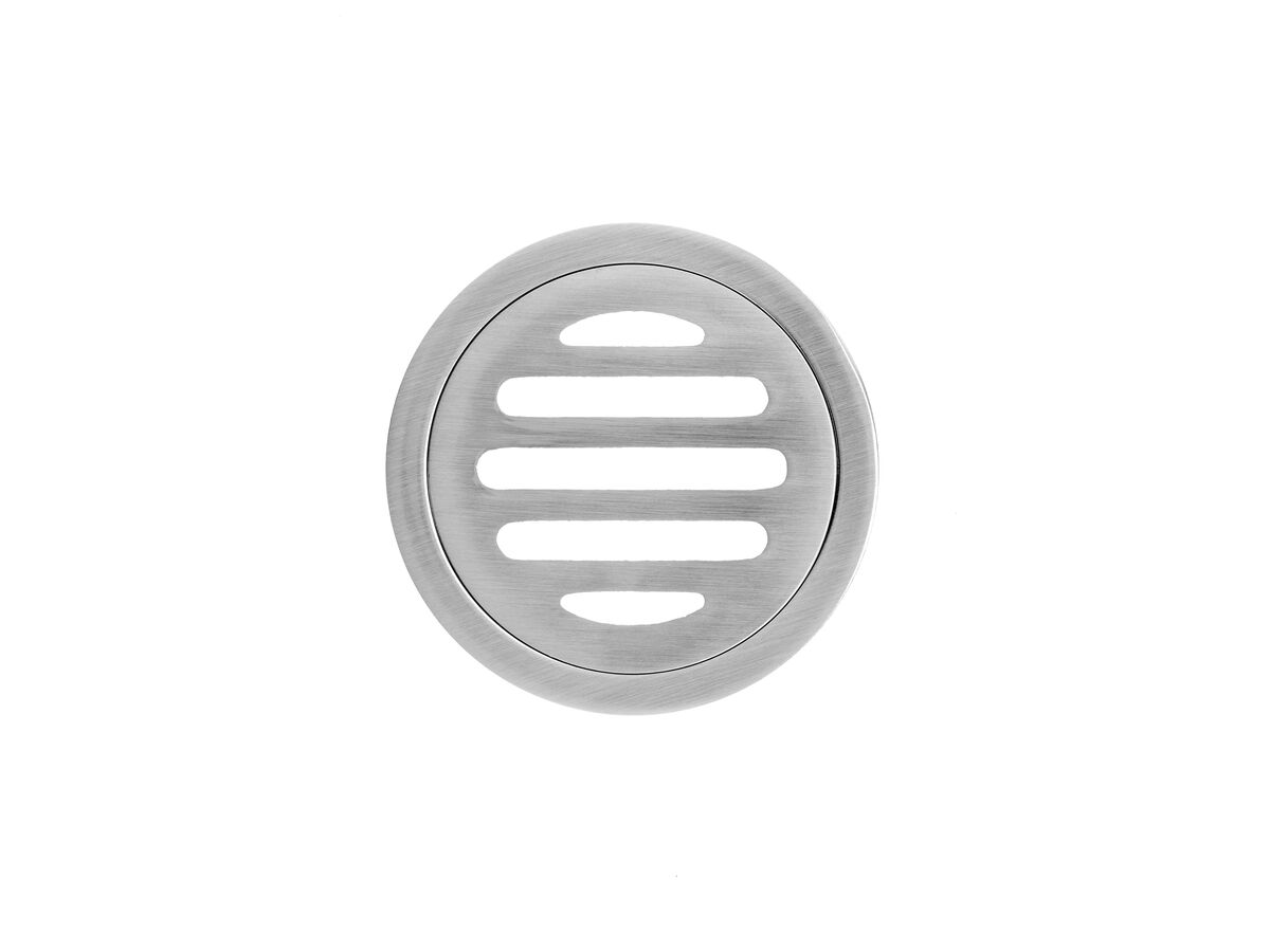 Mizu Drift Brass Trapscrew Grate Round 80mm Brushed Nickel