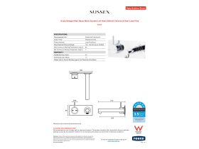 Specification Sheet - Scala Straight Wall Basin Mixer System Left Hand 200mm Chrome (6 Star) Lead Free