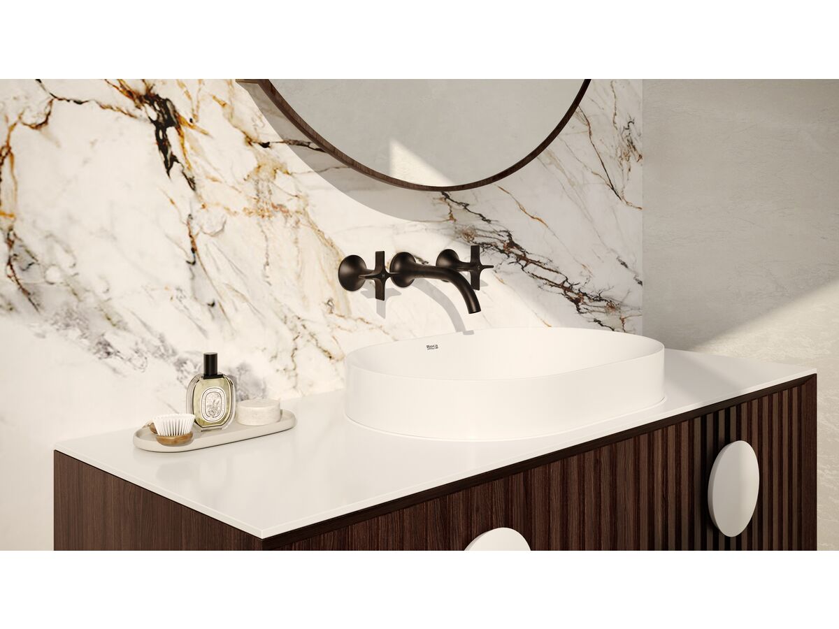 Sussex Oria Cross Wall Basin Set 165mm PVD Matte Black (5 Star)