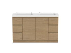 Hero - Posh Domaine 1500mm Ensuite Floor Mount Vanity Unit Double Bowl 50mm Top