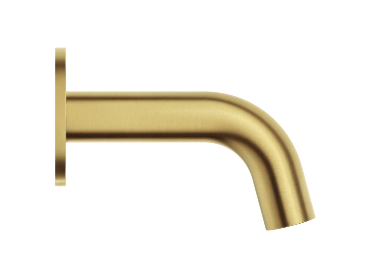 Supporting Image - Mizu Drift Wall Basin/Bath Outlet Curve Spout 110mm Brushed Brass (6 Star) Lead Free - Side