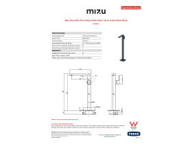 Specification Sheet - Mizu Bloc MK2 Floor Mount Bath Mixer Tap & Outlet Matte Black