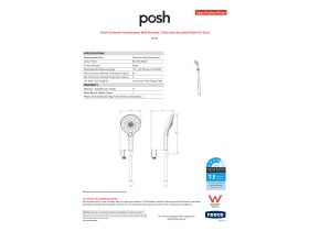Specification Sheet - Posh Domaine Handshower Wall Bracket 3 Function Brushed Nickel (4 Star)