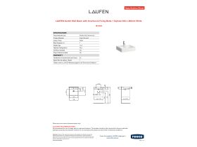 Specification Sheet - LAUFEN Kartell Wall Basin with Overflow & Fixing Bolts 1 Taphole 500 x 460mm White