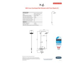 Specification Sheet - Milli Inox Overhead Rail Shower with Foot Wash Stainless Steel (3 Star)