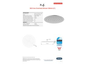 Specification Sheet - Milli Inox Shower Head 300mm (3 Star)