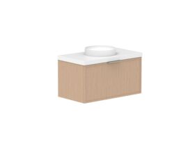 Supporting Image - Kado Lux Slim All Drawer 900mm Wall Hung Vanity with Centre Basin 50mm Top Blonde Oak