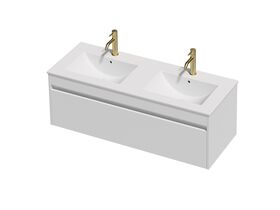 Posh Domaine Single 1200 Double Bowl 1 Drawer Wall Hung White Console Top Matte White