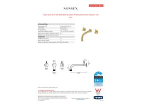 Specification Sheet - Sussex Scala Nova Wall Basin/Bath Set 200mm PVD Brushed Gold (5 Star) Lead Free
