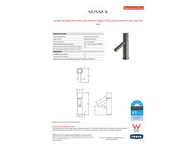 Specification Sheet - Sussex Pure Basin Mixer with Linear Textured Handles PVD Brushed Gunmetal (6 Star) Lead Free