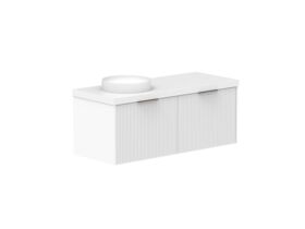 Supporting Image 2- Kado Neue Fluted Square All Drawer 1200mm Wall Hung Vanity with Left Hand Basin 50mm Top Ultra White