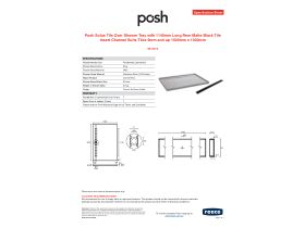 Specification Sheet - Posh Solus Tile Over Shower Tray with 1140mm Long Rear Matte Black Tile Insert Channel Suits Tiles 9mm and up 1500mm x 1000mm