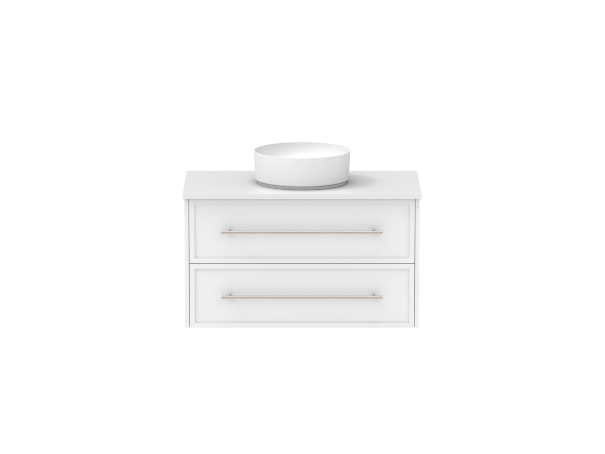Supporting Image - Kado Lux All Drawer 900mm Wall Hung Vanity Centre Basin 20mm - White Shaker Front