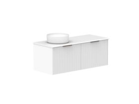 Supporting Image 2- Kado Neue Fluted Square All Drawer 1200mm Wall Hung Vanity with Left Hand Basin 20mm Top Ultra White