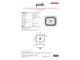 Specification Sheet - Posh Solus MK2 Inset/Undermount Laundry Trough 45 Litre 1 Taphole with Bypass & Overflow Stainless Steel