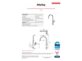 Specification Sheet - Mizu Soothe MK2 Gooseneck Sink Mixer Curved Brushed Nickel (5 Star)