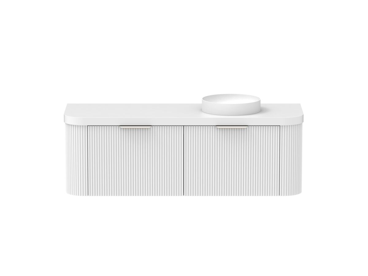 Supporting Image - Kado Neue Fluted Double Curve All Drawer 1500mm Wall Hung Vanity with Right Hand Basin Durasein 50mm Top Ultra White