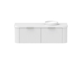 Supporting Image - Kado Neue Fluted Double Curve All Drawer 1500mm Wall Hung Vanity with Right Hand Basin Durasein 50mm Top Ultra White