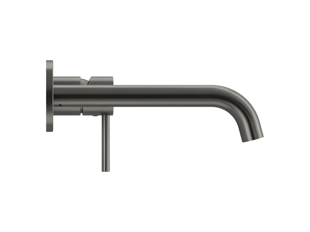 Supporting Image - Mizu Drift Wall Basin / Bath Mixer Set with Curved Spout 2 Piece Kit Brushed Gunmetal (6 Star) Lead Free - Side