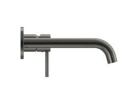 Supporting Image - Mizu Drift Wall Basin / Bath Mixer Set with Curved Spout 2 Piece Kit Brushed Gunmetal (6 Star) Lead Free - Side