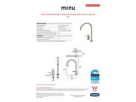 Specification Sheet - Mizu Drift Extended Height Hob Mixer Set Brushed Nickel (5/6 Star) Lead Free