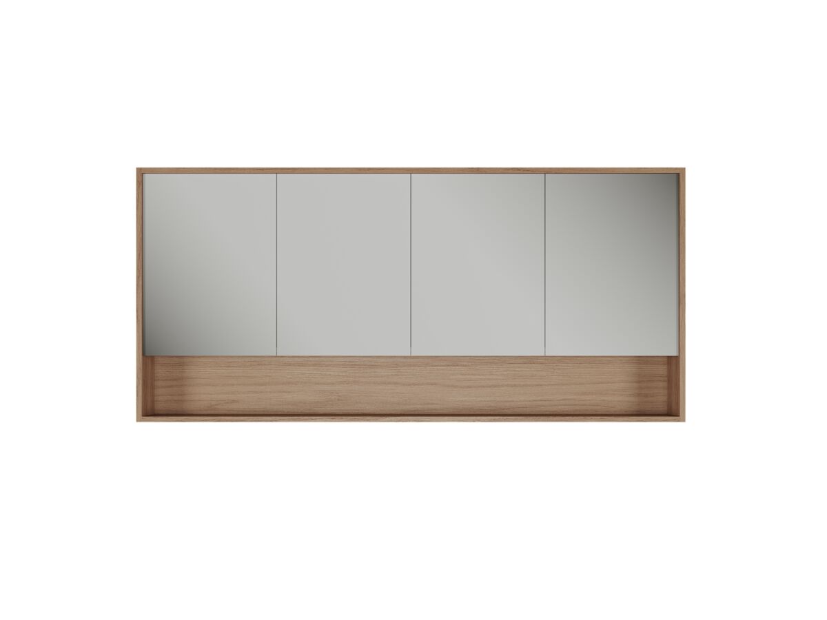 Supporting Image - Kado Aspect 1800mm Mirror Cabinet Four Doors with Shelf and Surround View - Boston Oak